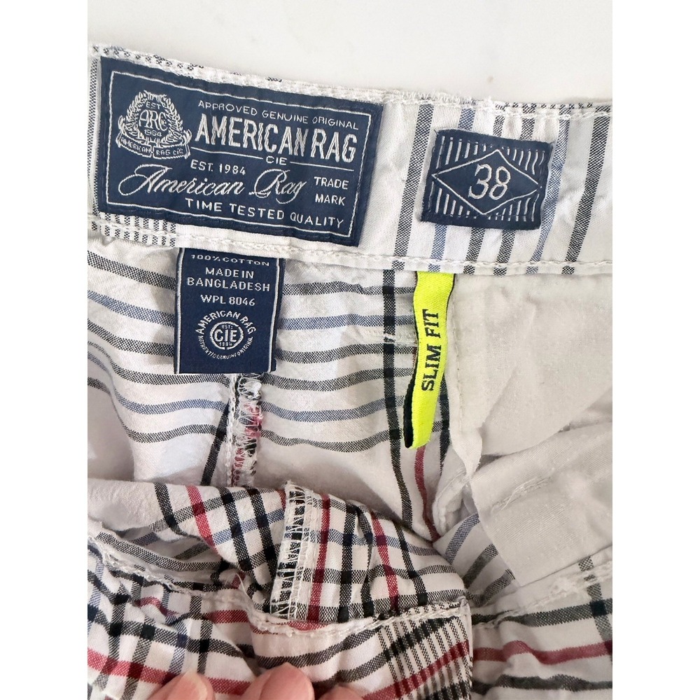 American Rag‎ Shorts Mens 38 Red Blue Plaid Slim Fit Cotton Preppy Casual - Picture 2 of 10